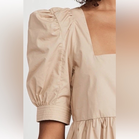 En Saison Square Neck Puff Sleeve Midi Dress Sz XS Natural - Picture 5 of 9